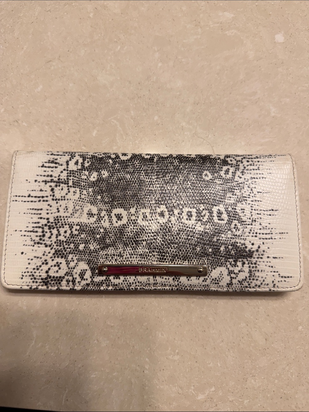 Brahmin White and Black Patterned Women's Wallet -  rare lizard pattern